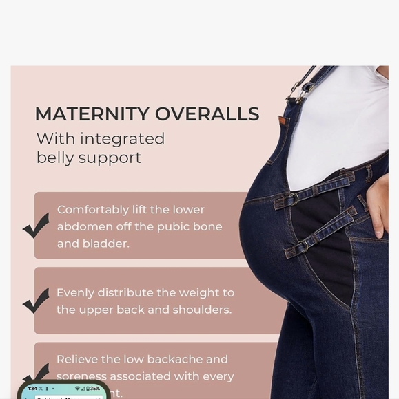 Johnny Mama Maternity overalls.Indigo blue. Size Medium maternity - Picture 3 of 10